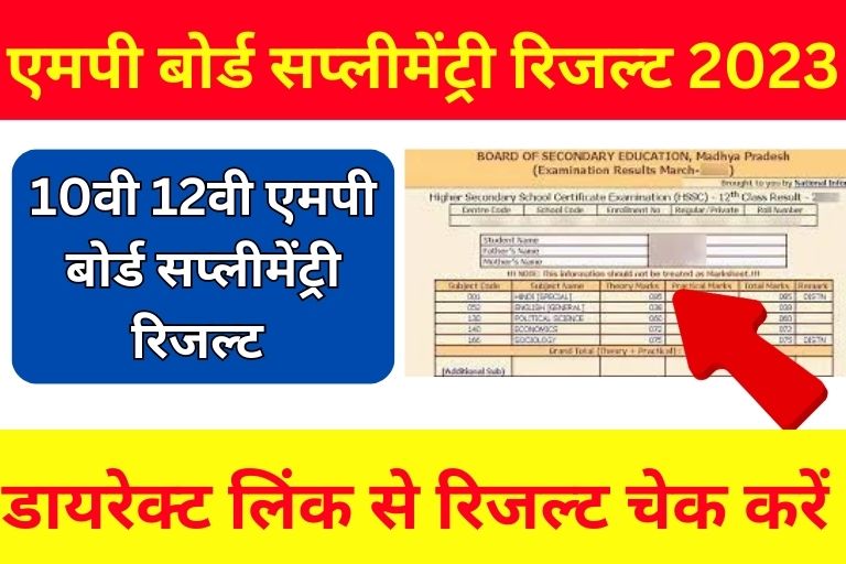 MP Board 10th 12th Supplementary Result 2023 Check