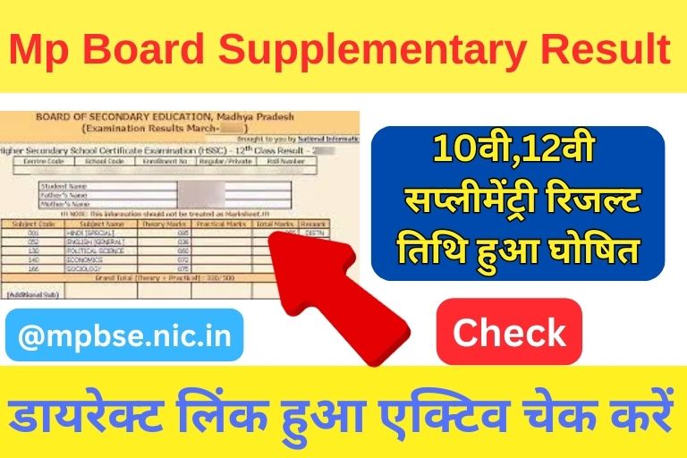 MP Board 10th 12th Supplementary Result 2023 Active